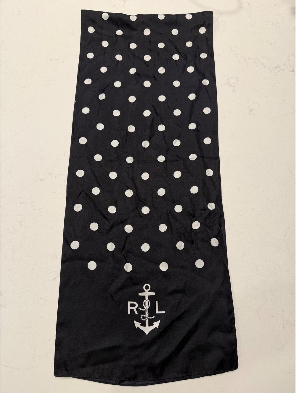Lauren Ralph Lauren Silk Polka Dot Yacht Club Nautical Preppy Academia Scarf